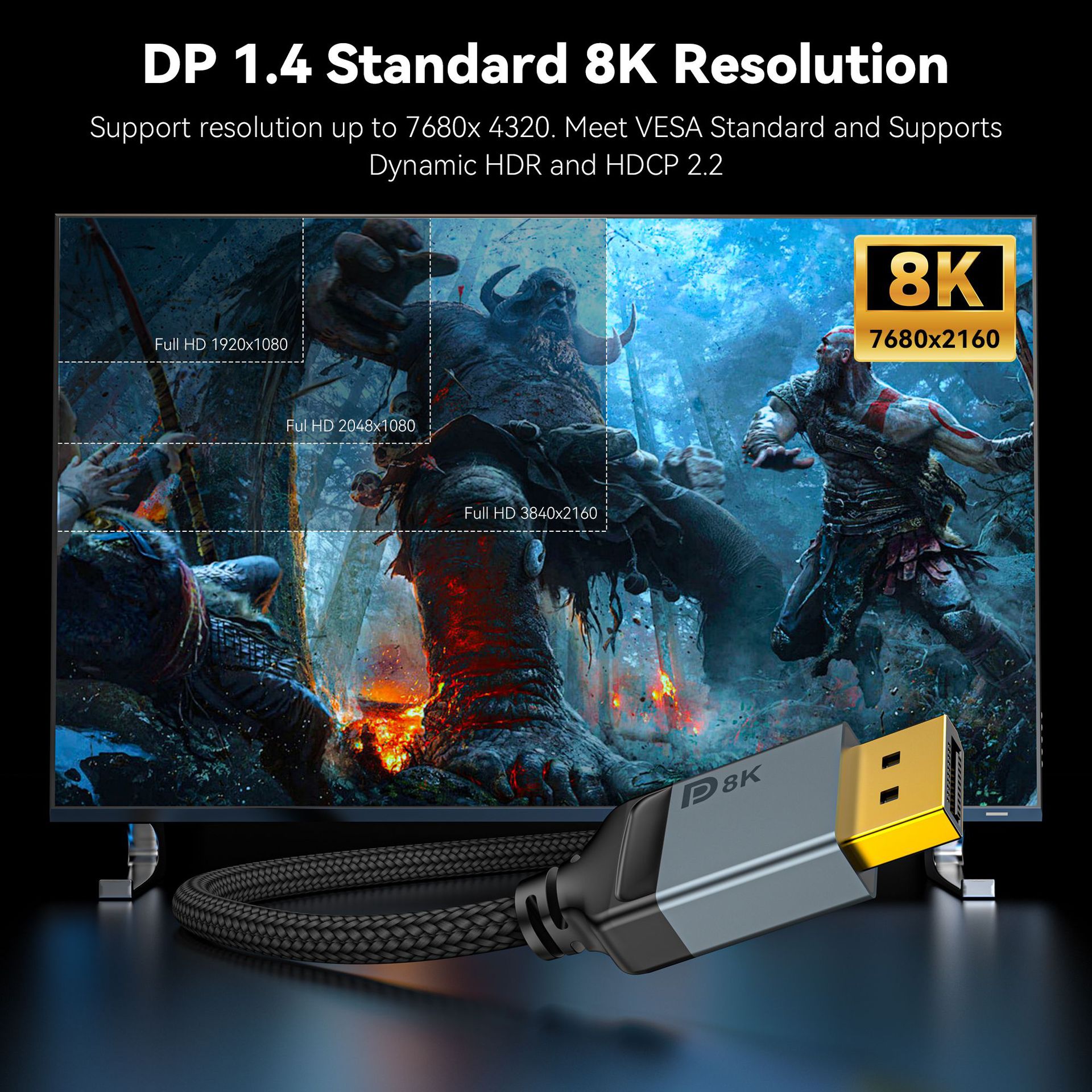 8K DisplayPort Cable 1.4,DP Ca - High Refresh Monitor review and price
